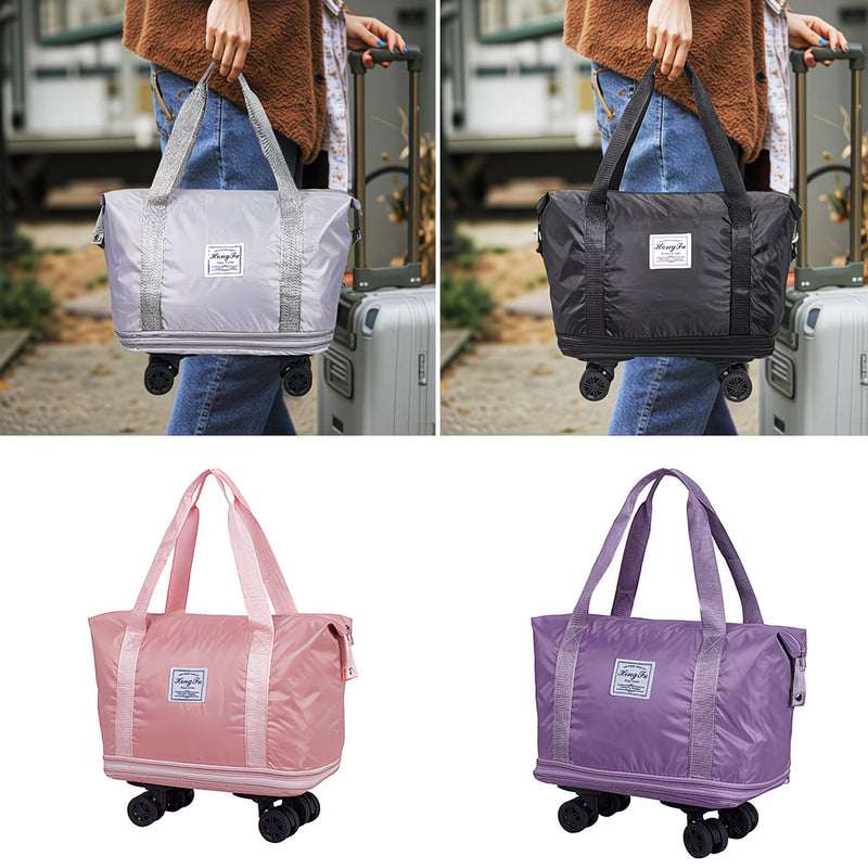 Expandable Rolling Duffel Bag with Detachable Wheels – Foldable Travel Bag with 360° Spinner Wheels, Wet & Dry Compartment, Carry-On Luggage for Men & Women-34