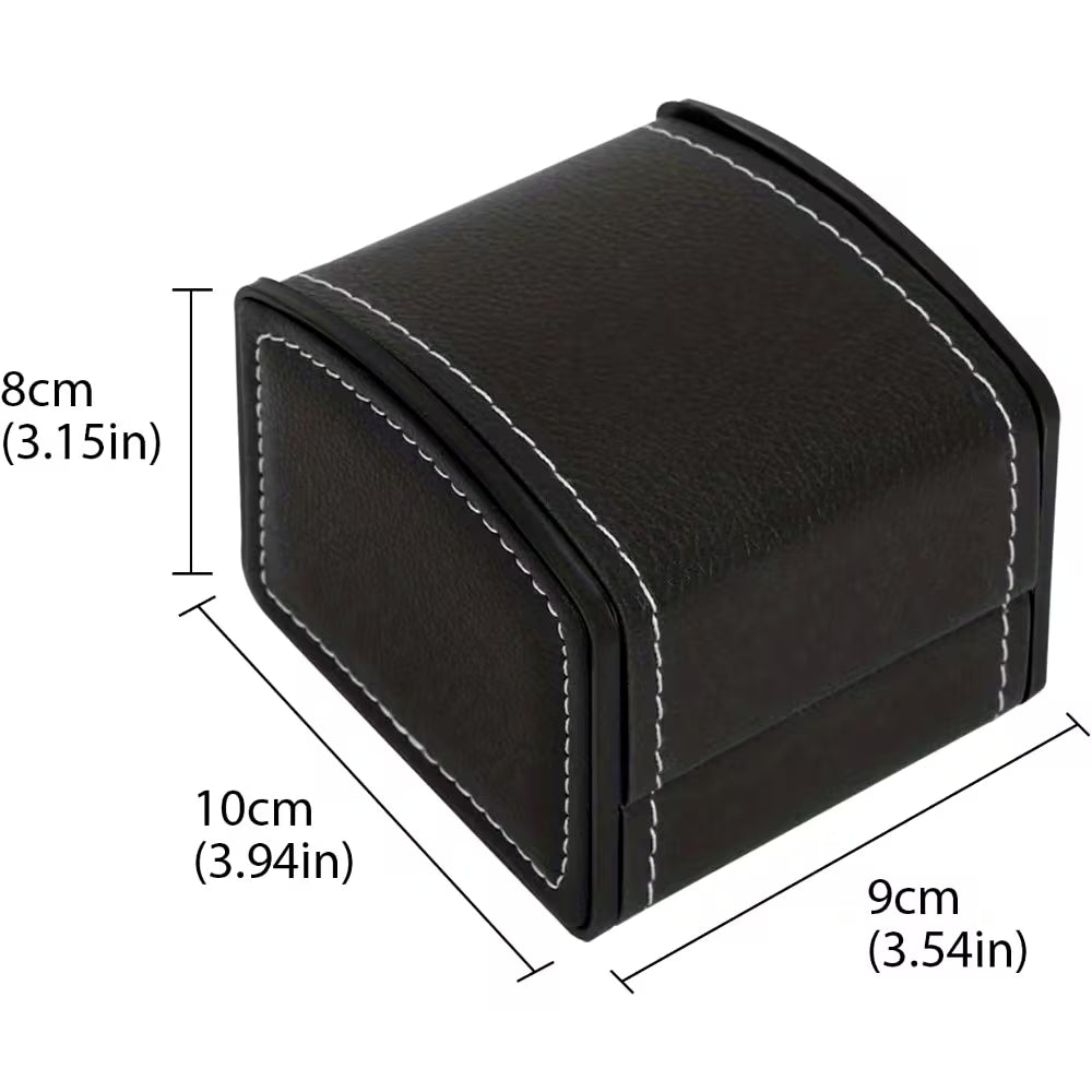 Single Watch Box PU Leather Travel Watch Storage Case with Cushion Organizer Black