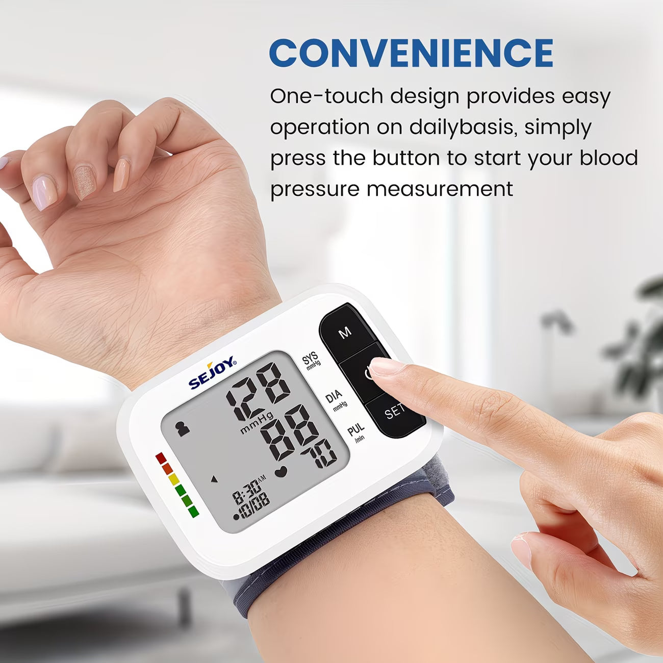 Sejoy Wrist Blood Pressure Monitor – Automatic Digital BP Machine with Large LCD, Portable Home Use-5
