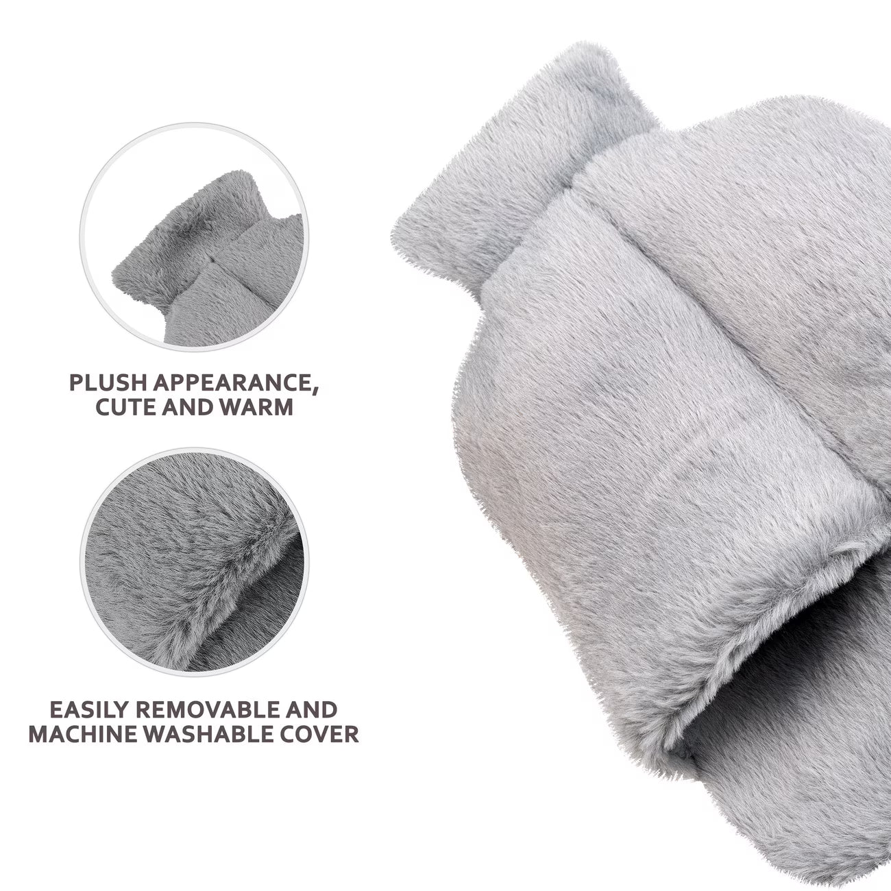 Hot Water Bottle Foot Warmer Slippers 2L – Plush Covered Heated Feet Warmer for Winter Comfort-4
