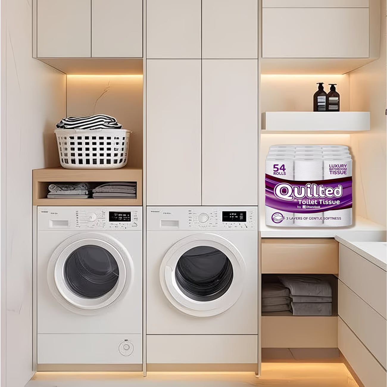 54 Rolls 3-Ply Toilet Paper – Premium Quilted, Soft, Strong & Highly Absorbent Toilet Tissue