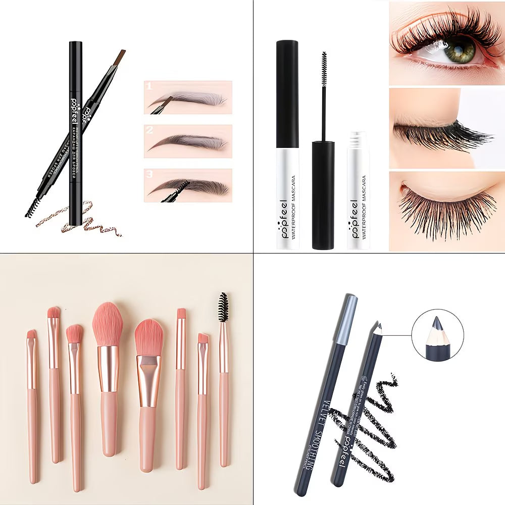 40 Color Eyeshadow Palette Makeup Set with Mascara, Eyeliner Brush & Brow Pencil – Beginner Makeup Kit Gift-3
