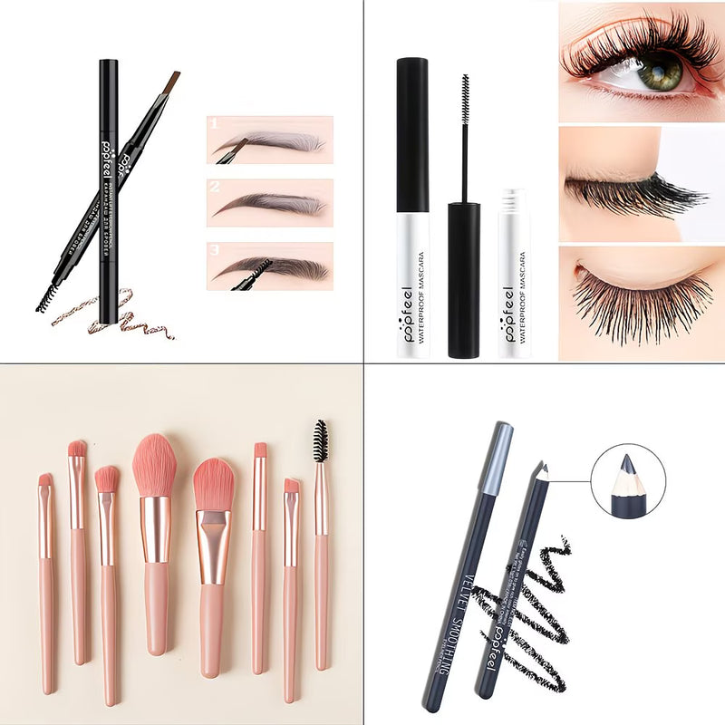 40 Color Eyeshadow Palette Makeup Set with Mascara, Eyeliner Brush & Brow Pencil – Beginner Makeup Kit Gift-3