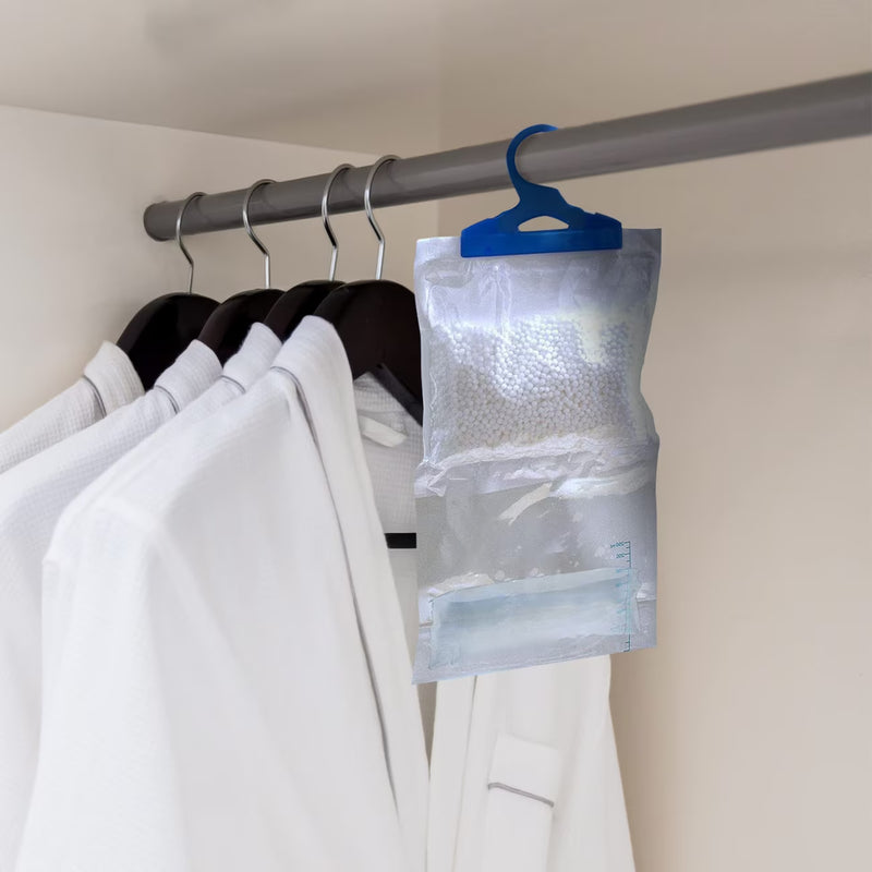 24 Pack Hanging Wardrobe Dehumidifier Bags – Moisture Absorber with Leak-Proof Design & Hooks-7