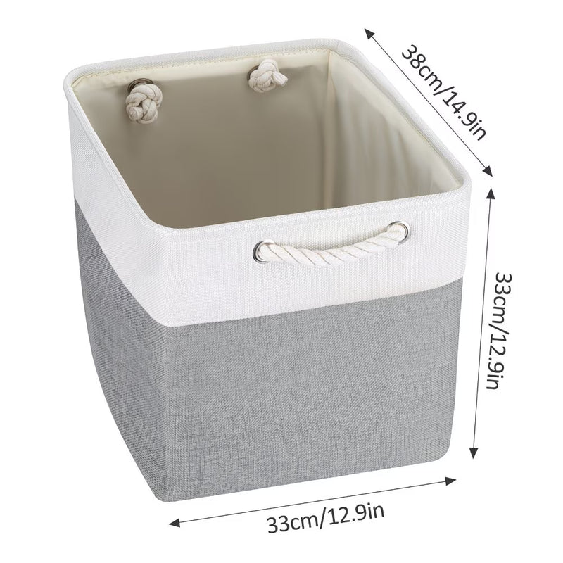 4x Collapsible Fabric Storage Baskets 33x33x38cm – Shelf & Wardrobe Organiser with Handles-10