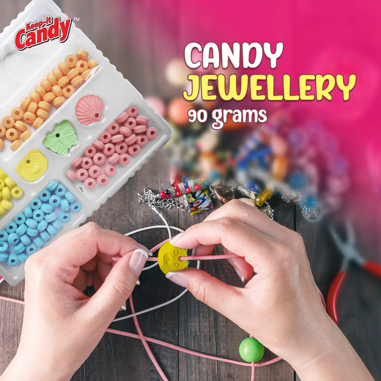 2 Pack Candy Jewellery Making Kit for Girls DIY Bracelet & Necklace Bead Craft Set Kids Party Gift-6
