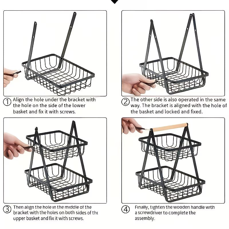 3-Tier Detachable Metal Storage Basket – Rust-Resistant Kitchen Fruit & Vegetable Organizer Rack-8