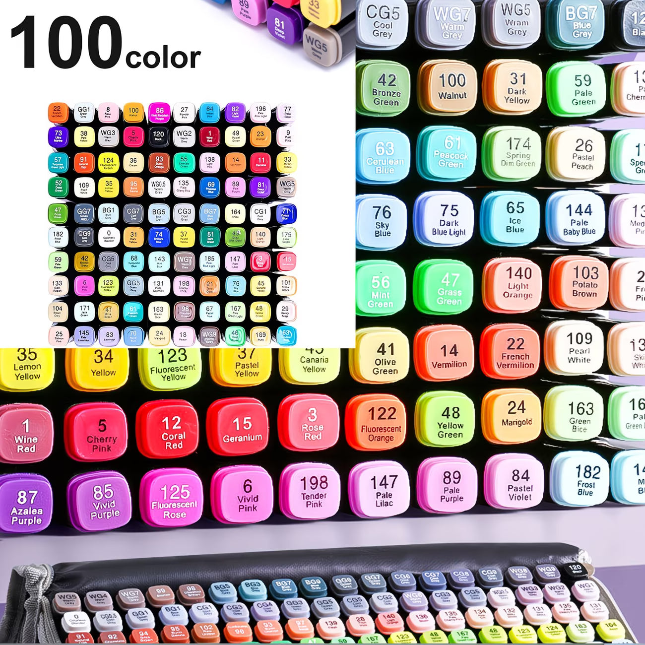80 / 100 Colour Alcohol Markers Set – Dual Tip Art Pens with Carry Case for Drawing & Sketching-2