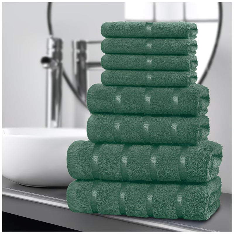 Cotton Towel Set 8-Piece – Quick Drying & Highly Absorbent, Face Hand & Bath Towels, Boston Design, Machine Washable-6
