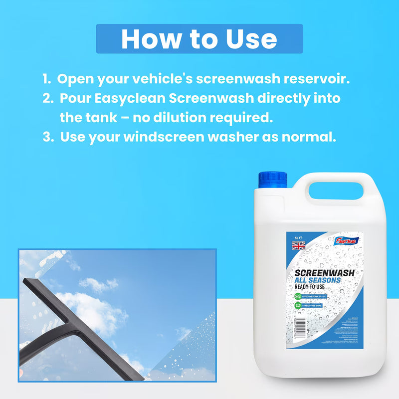 EasyClean All-Season Screen Wash 5L – Streak-Free Windscreen Cleaner, -5°C Freeze Protection-6
