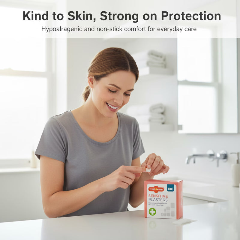 100 Pack Hypoallergenic Plasters – Sensitive Skin Adhesive Bandages with Non-Stick Pad, Breathable Flexible First Aid Strips-6