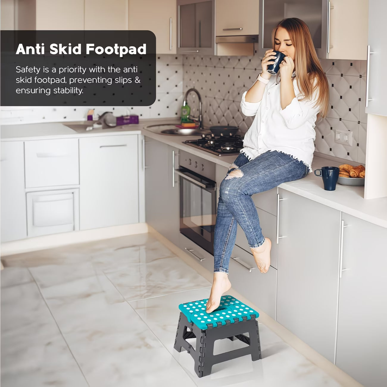 9-Inch Folding Step Stool – Foldable & Collapsible with Carry Handle, Anti-Skid Footpad for Home & Travel-12