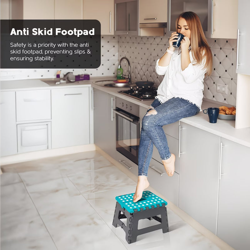9-Inch Folding Step Stool – Foldable & Collapsible with Carry Handle, Anti-Skid Footpad for Home & Travel-12