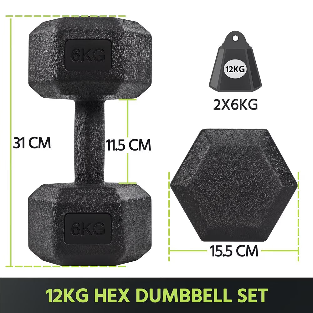 Costoffs Hex Dumbbells Set (Pair) – Non-Slip Home Gym Weights for Strength Training Men & Women-3