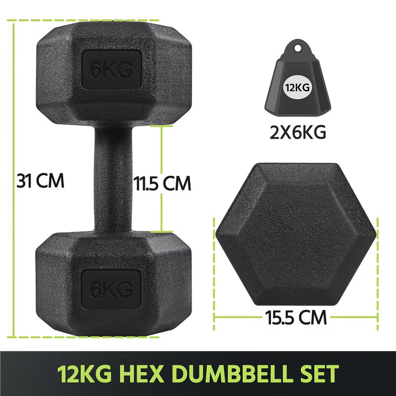 Costoffs Hex Dumbbells Set (Pair) – Non-Slip Home Gym Weights for Strength Training Men & Women-3