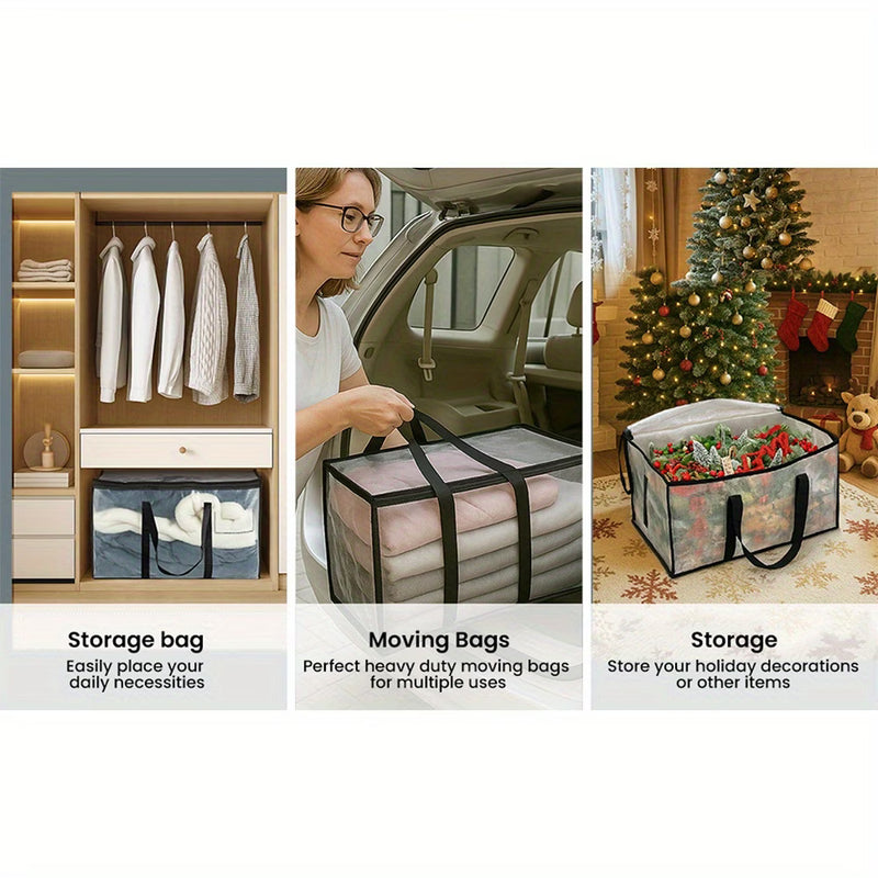 4 Pack / 8 Pack 90L Large Moving Storage Bags – Heavy Duty Transparent Totes with Backpack Straps (73x37x34cm)-7