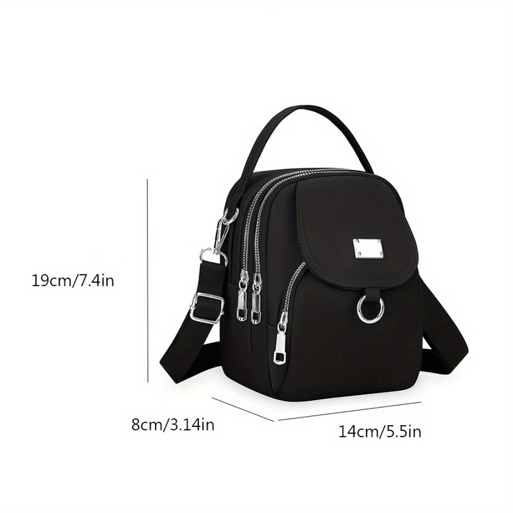 Women Oxford Crossbody Bag Solid Color Shoulder Messenger Phone Purse with Zipper - coffee-3