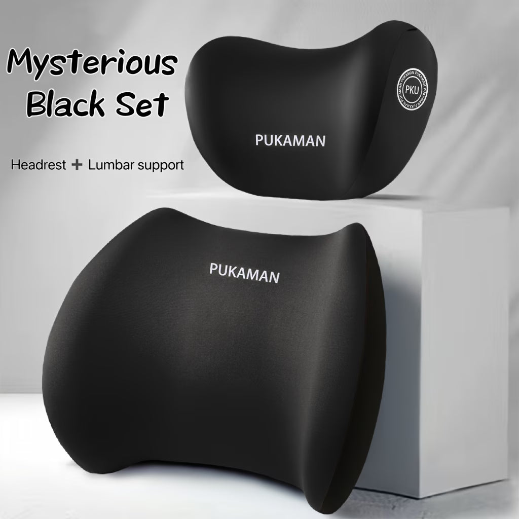 Car Headrest and Lumbar Cushion Set Ergonomic Neck and Back Support Pillow for Driving Comfort-9