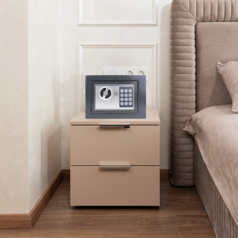 Digital Electronic Safe Box with Key & PIN – Small Wall Safe with Double Bolt Lock for Cash, Jewelry, Documents & Home/Office Security-2