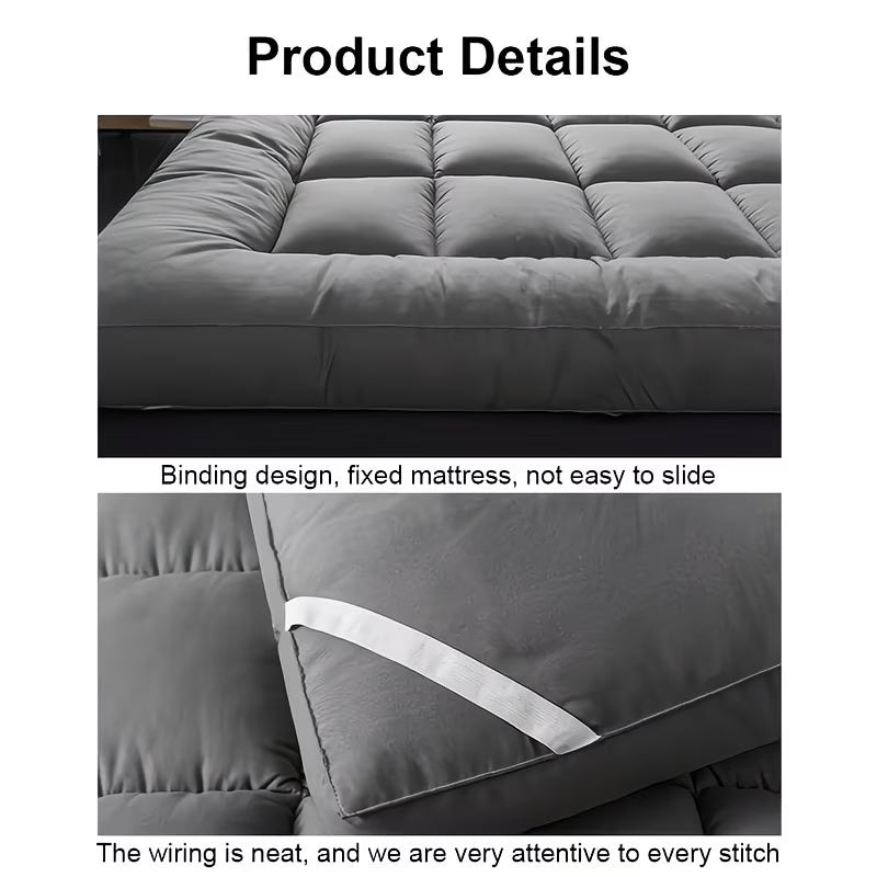 10cm Thick Mattress Topper – Ultra Soft Microfiber, Anti-Slip & Pressure Relief, Fits UK Single Double King Super King, Grey-6