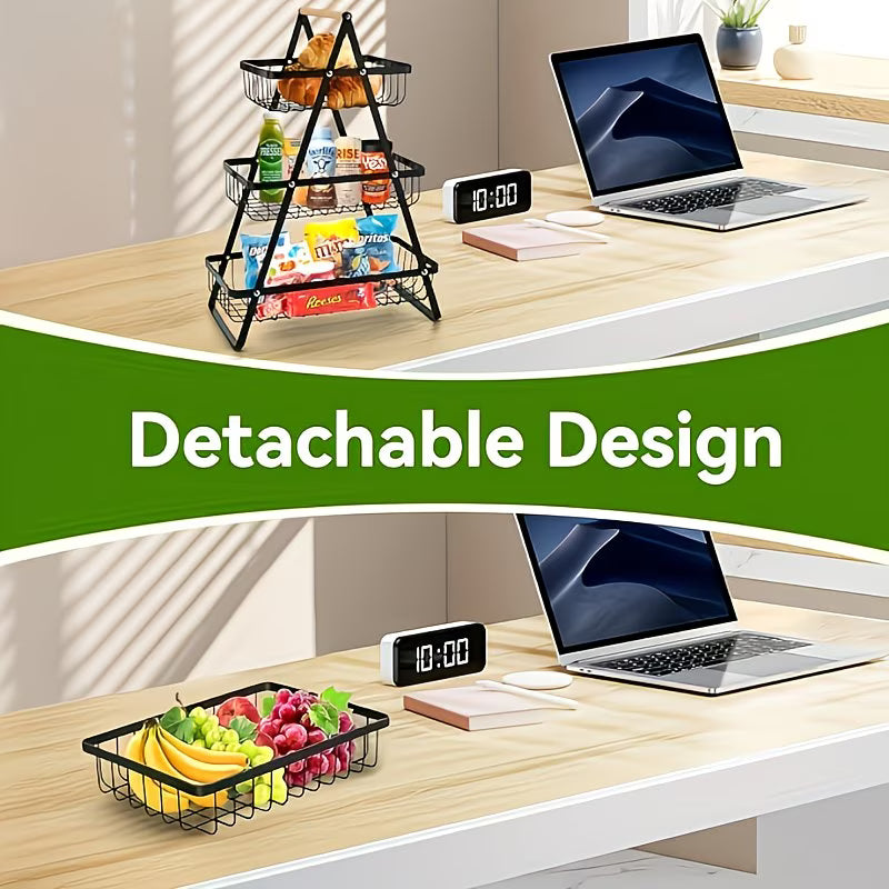 3-Tier Detachable Metal Storage Basket – Rust-Resistant Kitchen Fruit & Vegetable Organizer Rack-4