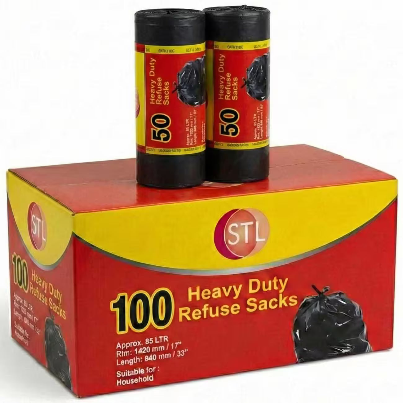 Extra Strong Heavy Duty Black Bin Liners – Durable Garbage Bags for Waste, Rubbish & Refuse Disposal-6