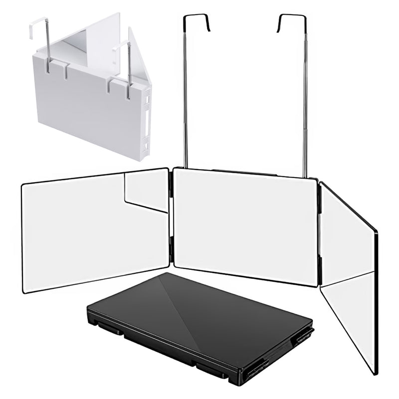 3 Way Rotating Folding Mirror for Self Haircut – Adjustable Trifold Vanity Mirror with Hooks (Black/White)-6