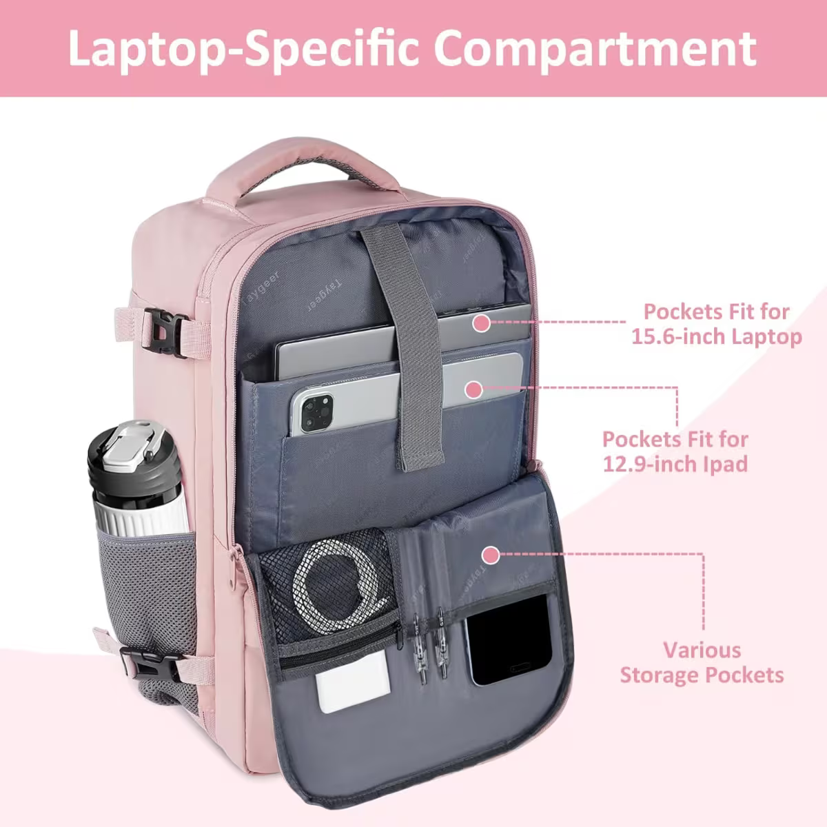 45x36x20 Easyjet Cabin Bag Underseat Travel Backpack – Airline Approved Carry On with Shoe & Laptop Compartment, Black-4