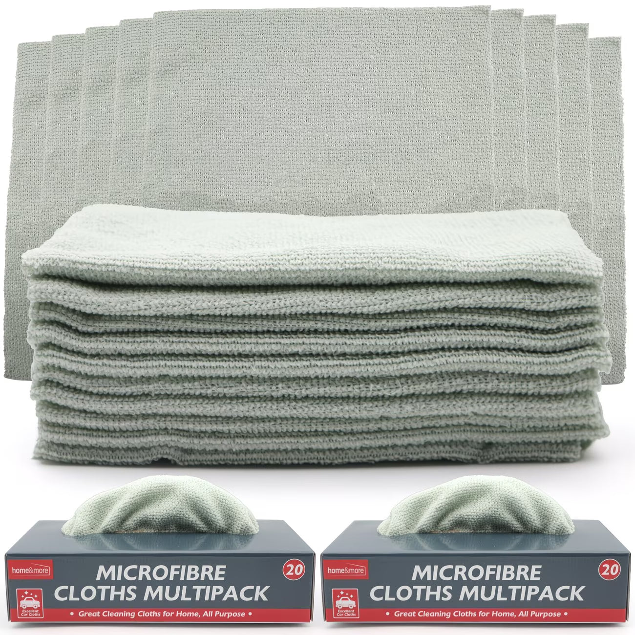 40 Pack Microfiber Cleaning Cloths 20x20cm – Edgeless Reusable Towels for Car, Glass & Home