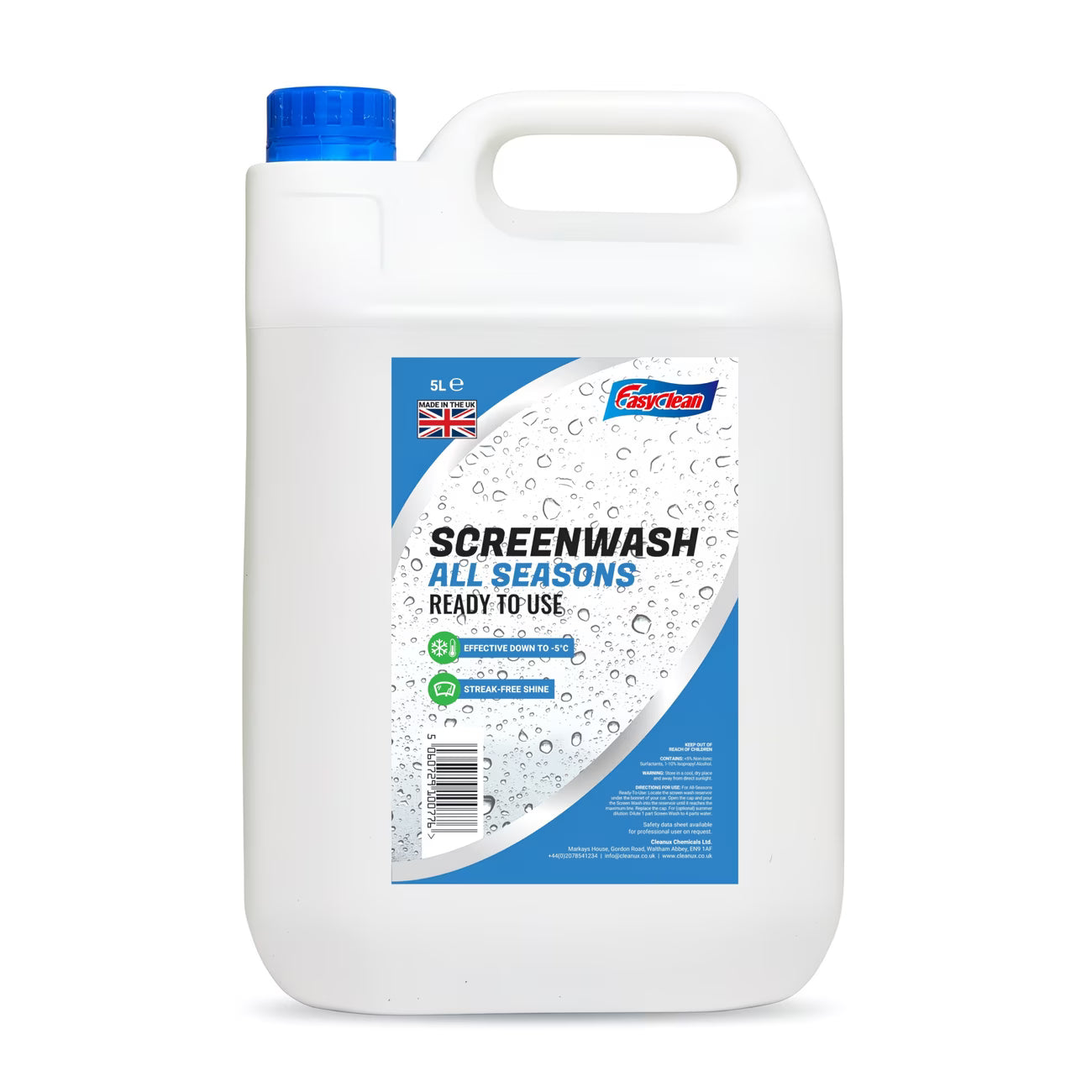 EasyClean All-Season Screen Wash 5L – Streak-Free Windscreen Cleaner, -5°C Freeze Protection
