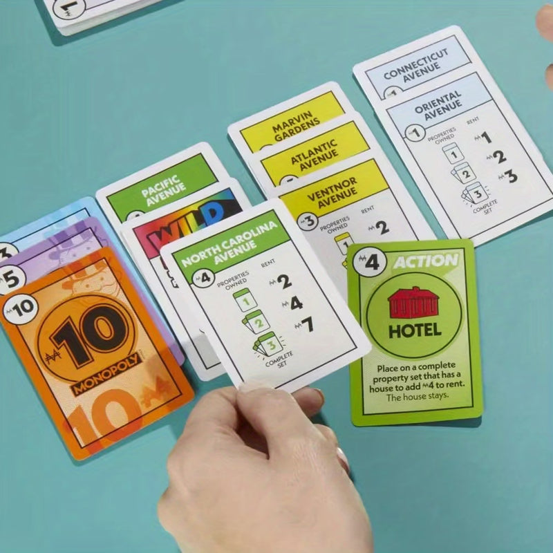 Monopoly Deal Card Game Family Strategy Game Portable Travel Card Game 110 Cards Age 8+-3