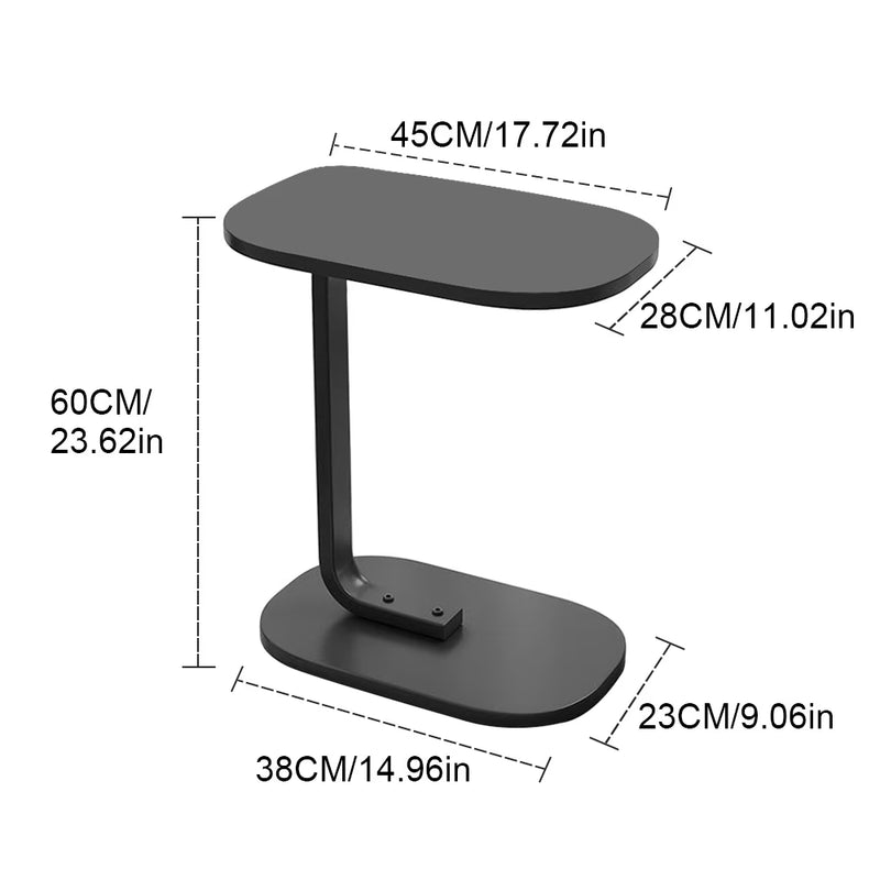 C Shaped Side Table for Sofa Bedside End Table Metal Frame Small Coffee Laptop Table Living Room-3