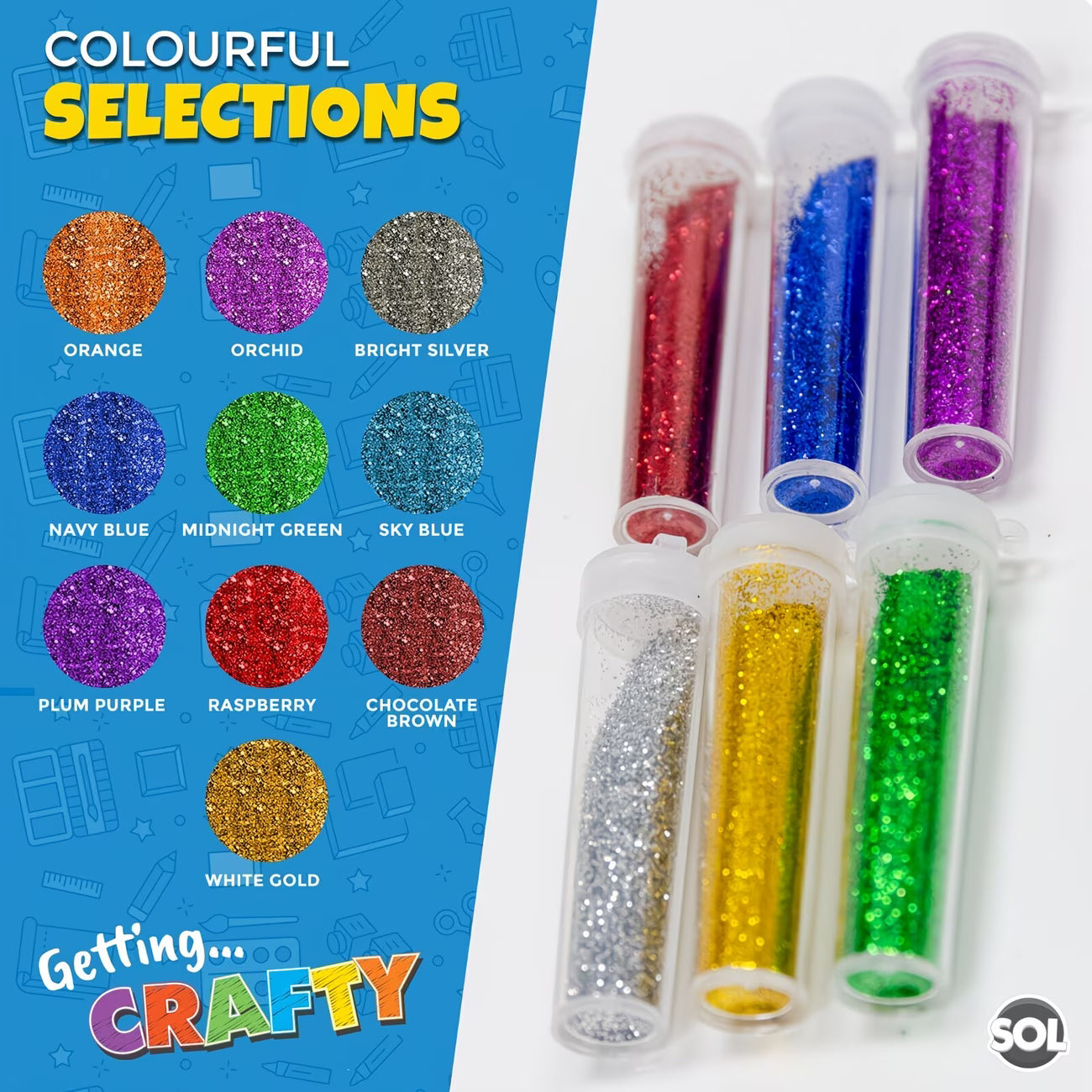 20 Pack Fine Glitter Tubes – Assorted Colours Shaker Pots for Arts, Crafts, Slime & Nail Art-9