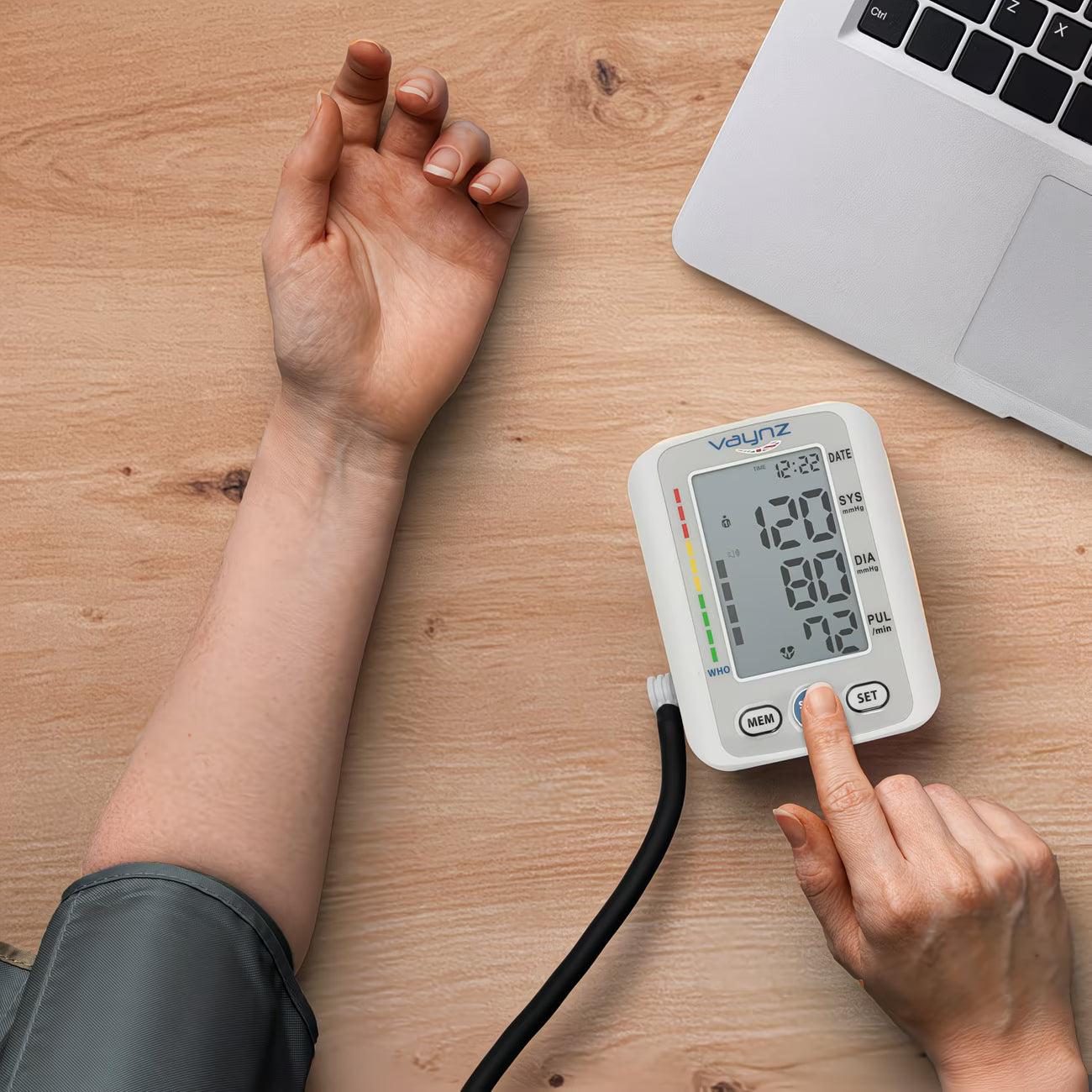 VAYNZ Smart Voice Blood Pressure Monitor Automatic Upper Arm BP Machine with Large Cuff & Memory-5