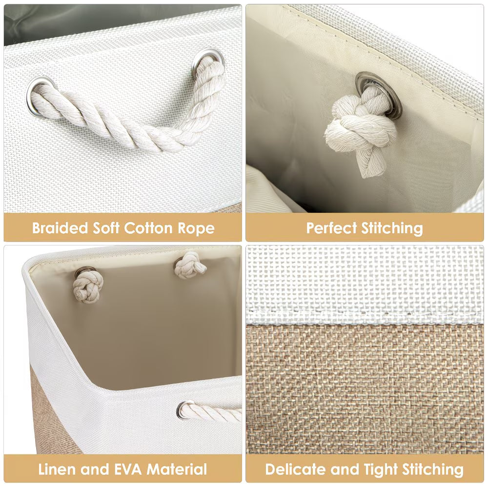 4x Collapsible Fabric Storage Baskets 33x33x38cm – Shelf & Wardrobe Organiser with Handles-6