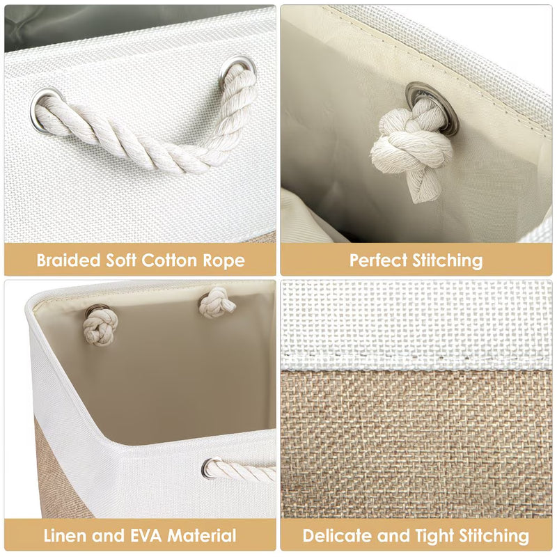 4x Collapsible Fabric Storage Baskets 33x33x38cm – Shelf & Wardrobe Organiser with Handles-6