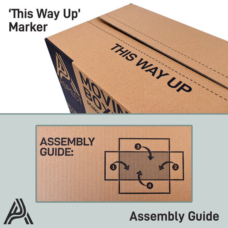 10 Pack Medium Moving Boxes 47L – Cardboard Storage & Packing Boxes with Handles, Collapsible Flat Pack Design-4
