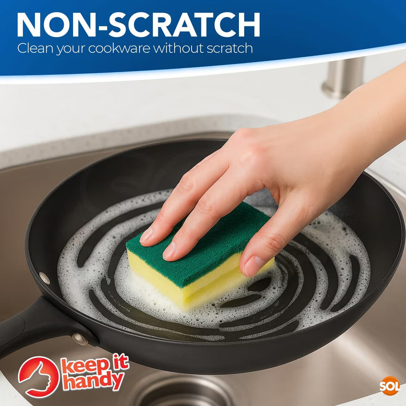 10 Pack Kitchen Scourers with Finger Grip – Non-Scratch Heavy Duty Cleaning Sponges for Dishes, Pots, Pans & Household Surfaces-7