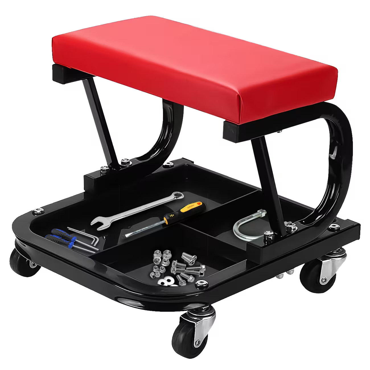 Rolling Mechanic Stool Creeper Seat with Tool Tray 150kg Heavy Duty Garage Workshop Chair Casters-1