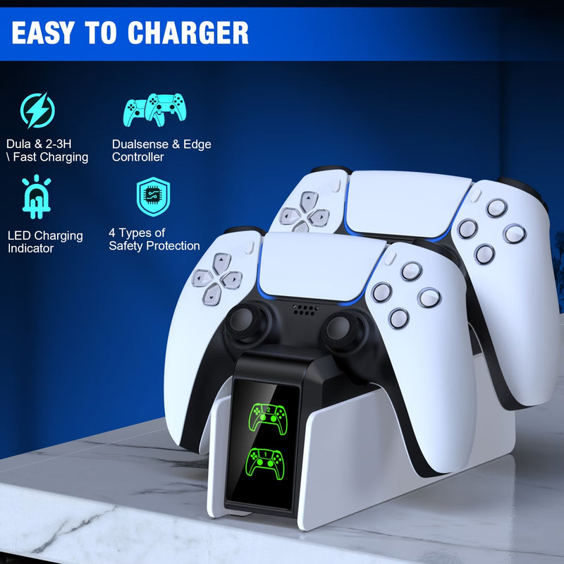 PS5 Dual Controller Charging Dock for DualSense & Edge LED Indicator Dual Stand Charger Station-3