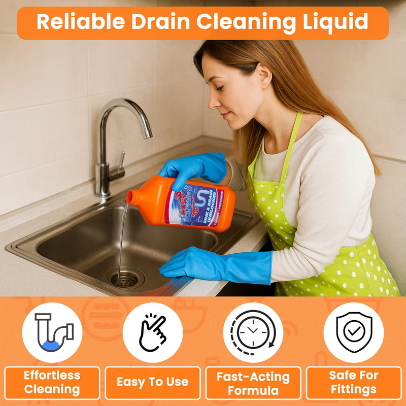 Easyclean Sink & Drain Unblocker – 1 Litre Powerful Pipe & Plughole Cleaner-3