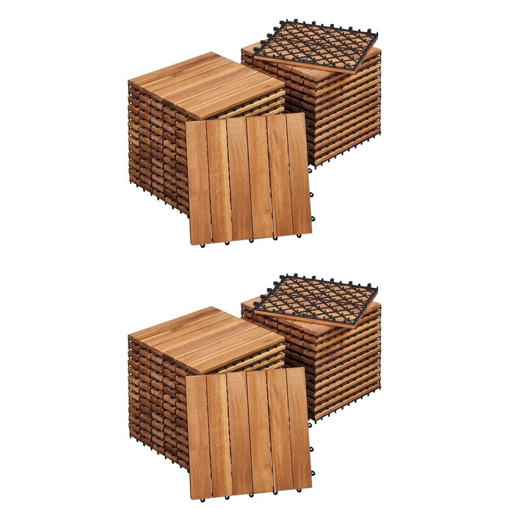 30x30cm Interlocking Wood Deck Tiles Acacia Wood Plastic Flooring Indoor Outdoor-8