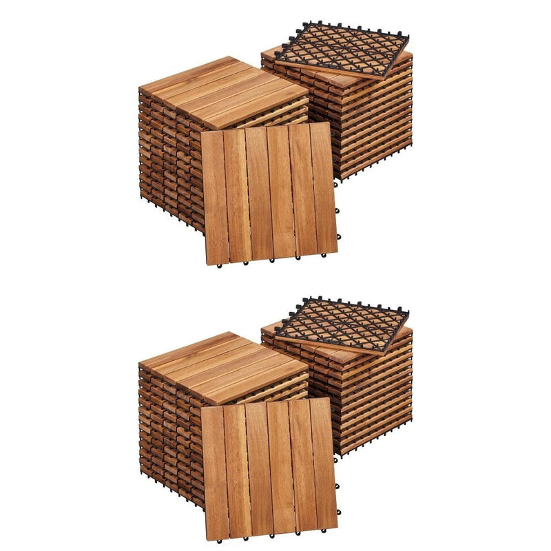 30x30cm Interlocking Wood Deck Tiles Acacia Wood Plastic Flooring Indoor Outdoor-8