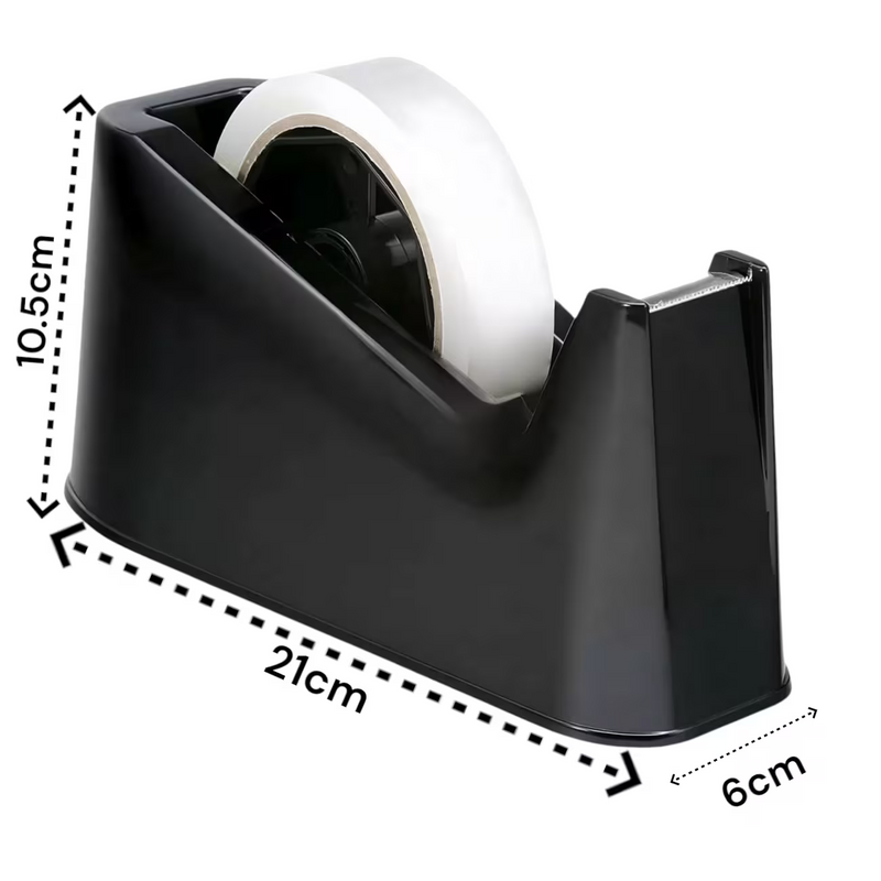 Heavy Duty Tape Dispenser with Weighted Non-Skid Base – One-Handed Desktop Tape Holder with Sharp Cutting Blade for Office, Packing & Gift Wrapping (Black)-3