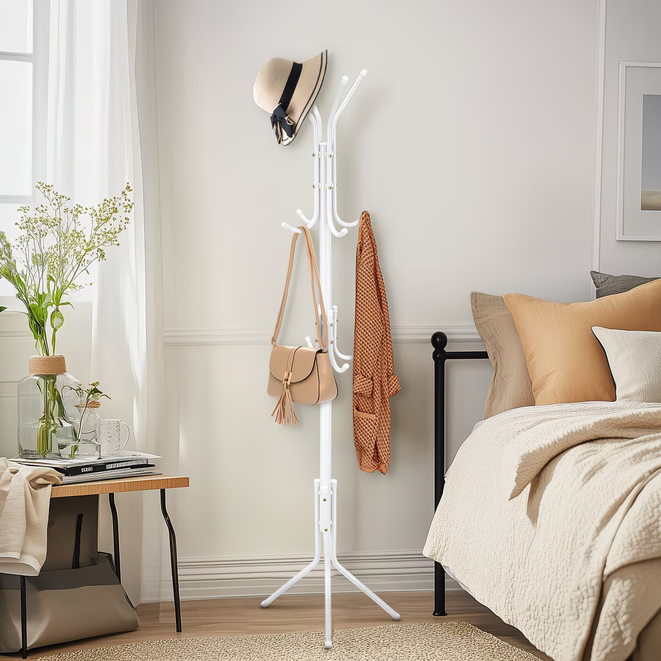 3-Tier Metal Coat Rack Stand 175cm Tall with 12 Hooks – Space-Saving Coat & Hat Tree for Hallway, Bedroom & Living Room-9