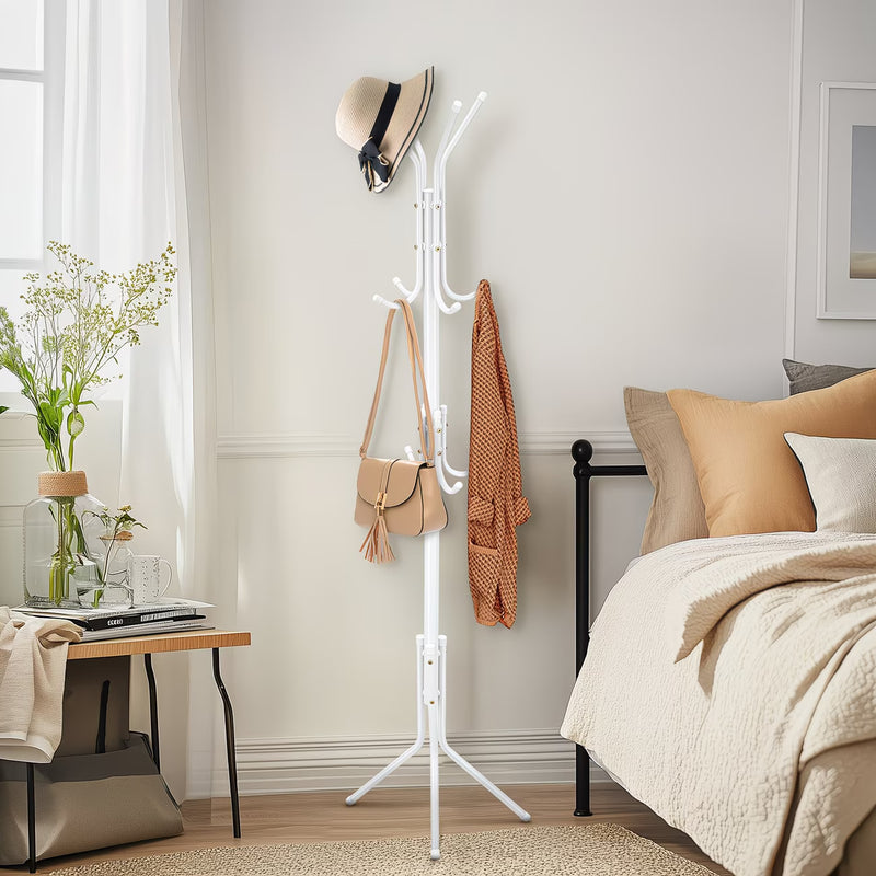 3-Tier Metal Coat Rack Stand 175cm Tall with 12 Hooks – Space-Saving Coat & Hat Tree for Hallway, Bedroom & Living Room-9