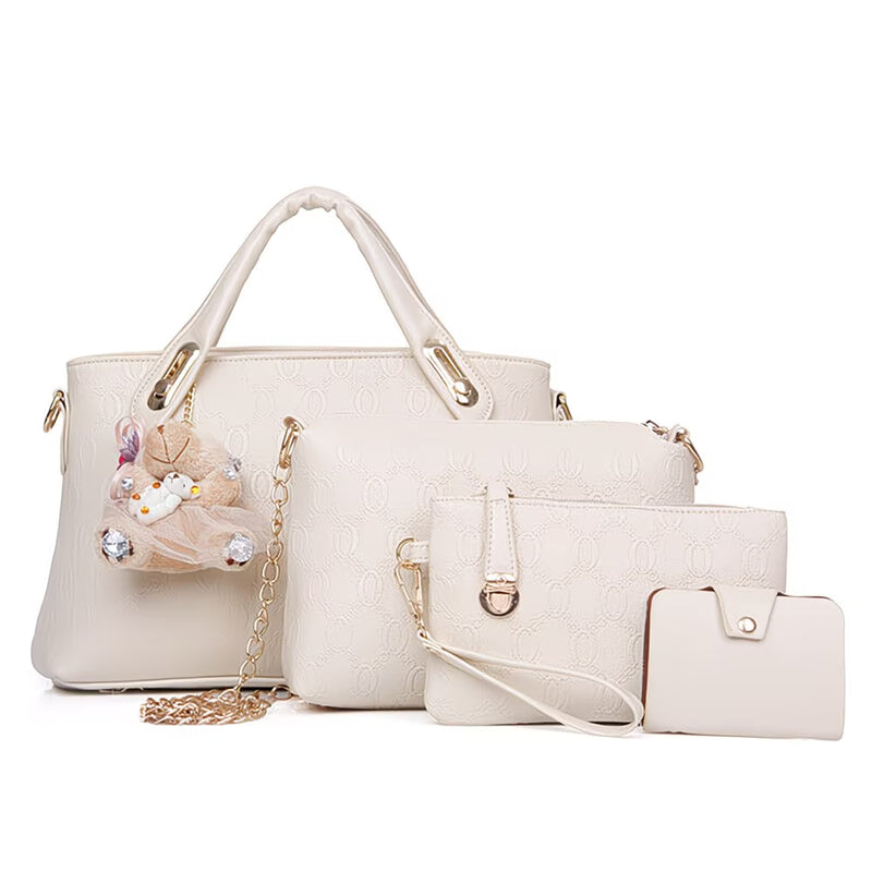 Women’s 4-Piece PU Leather Handbag Set – Tote, Satchel, Hobo Shoulder Bag, Purse & Card Holder-2