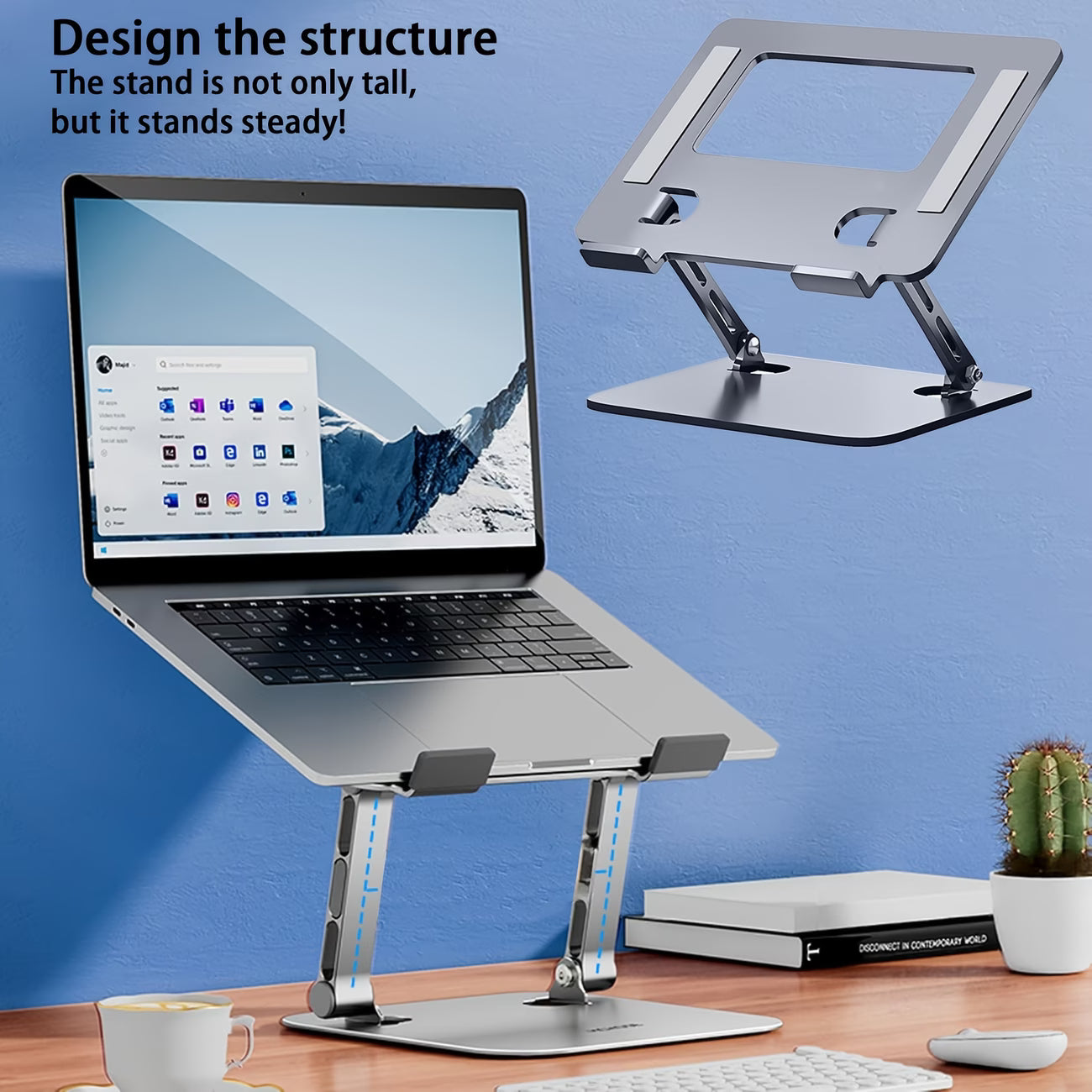 Adjustable Foldable Laptop Stand Portable Ergonomic Riser for 10-15.6 Inch Laptops Ventilated Cooling