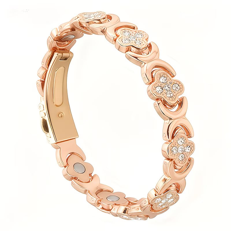Women’s Magnetic Copper Bracelet – Rose Gold Plated Adjustable Vintage Bracelet with 3500 Gauss Magnet, Elegant Gift for Her