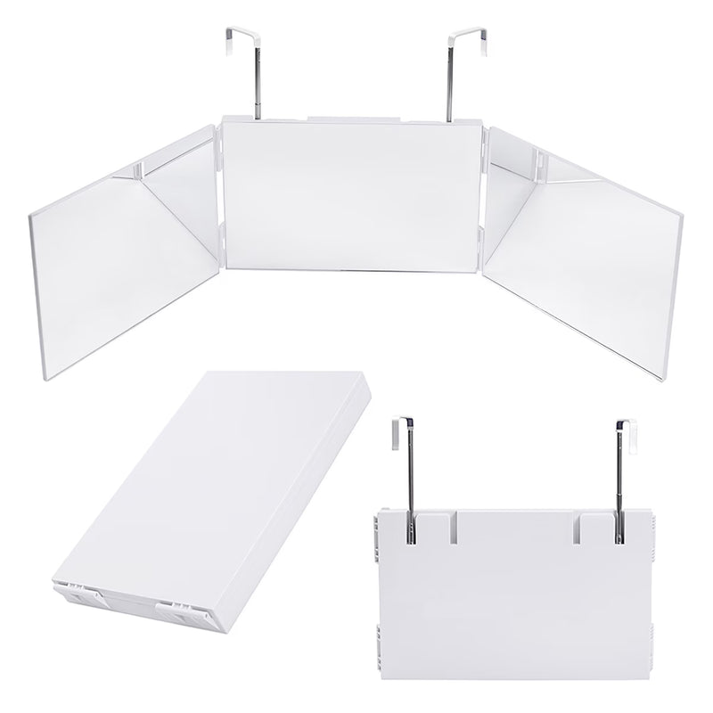 3 Way Rotating Folding Mirror for Self Haircut – Adjustable Trifold Vanity Mirror with Hooks (Black/White)-7